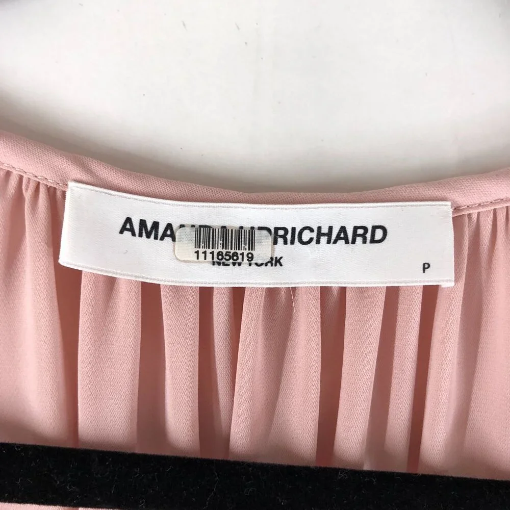 Amanda Uprichard Womens Blouse Top Cold Shoulder V Neck Pink P - Picture 3 of 4